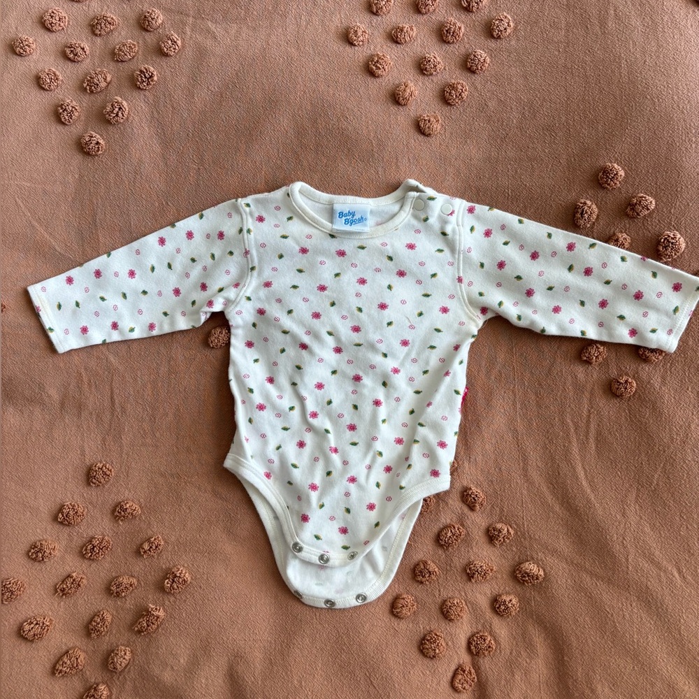 Baby B’Gosh Long-Sleeve White Floral Onesie